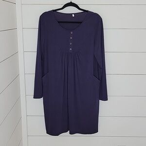 NWOT Boutique large blue pleated poly/cotton blend dress